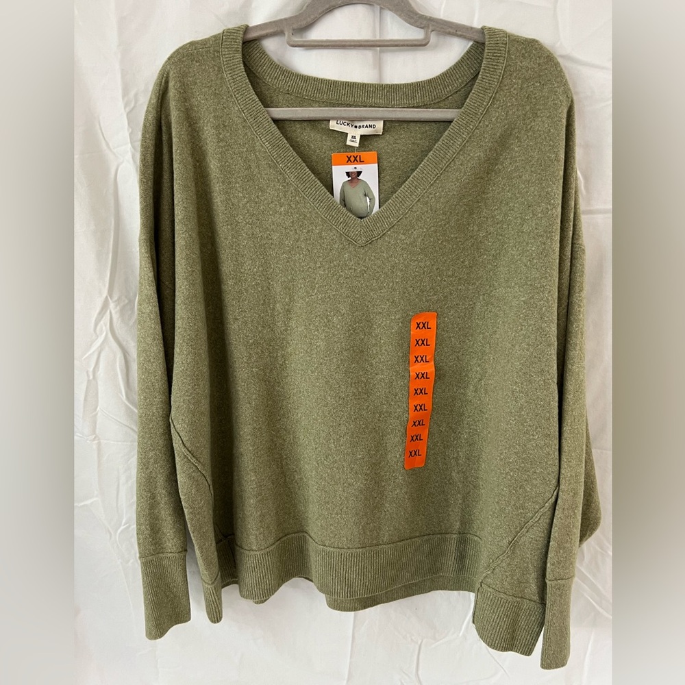 Lucky Brand Sage Green V-Neck Sweater